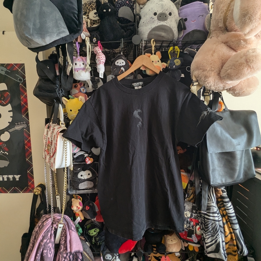 Y2K Black Dragon Tee Tribal Sleeve Graphic